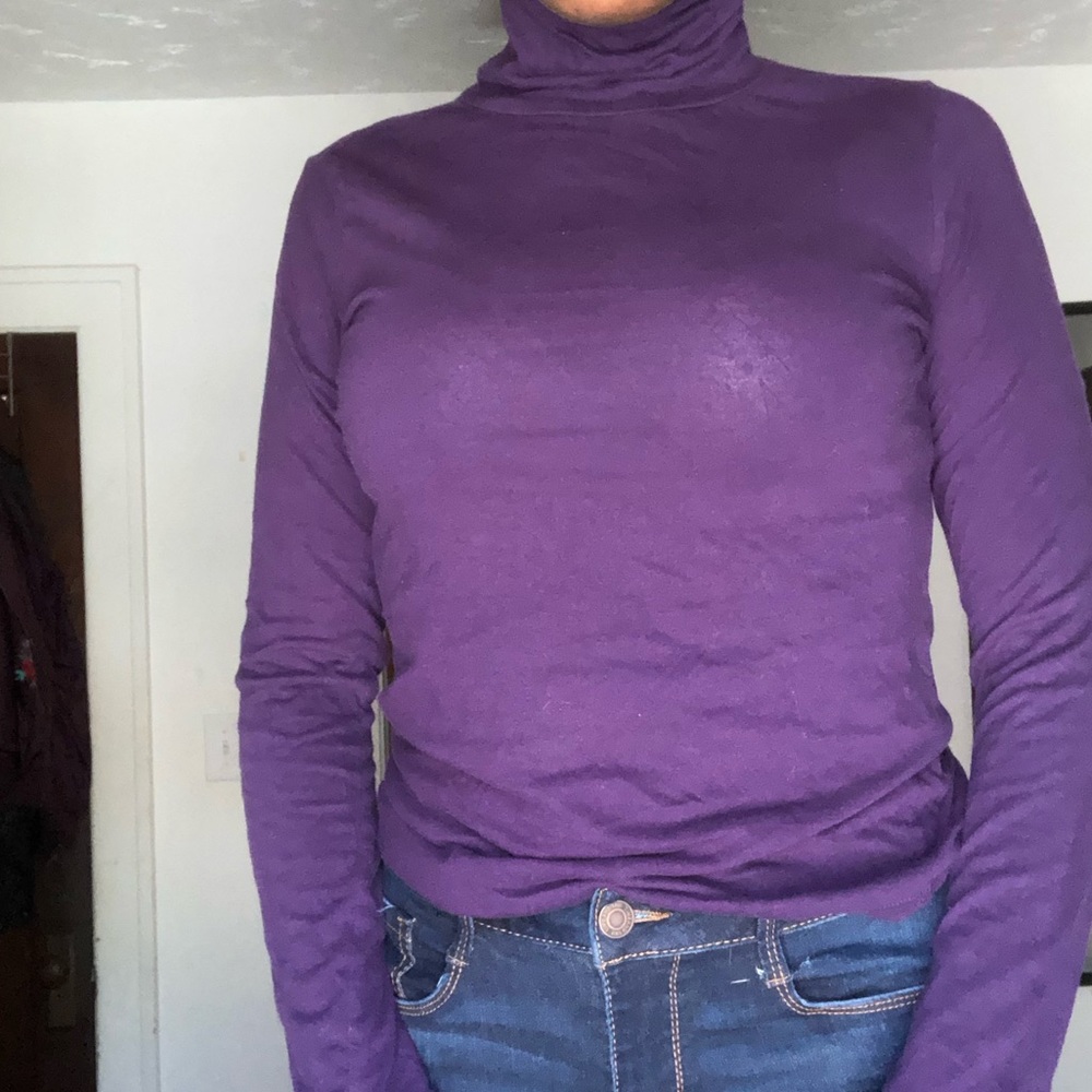 Purple turtleneck shirt